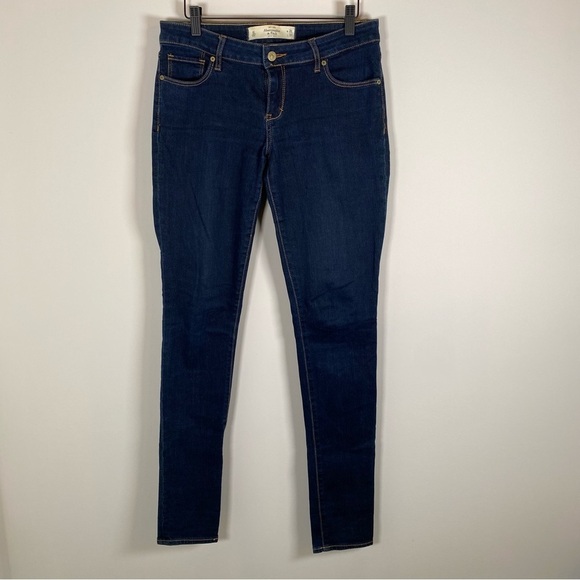 Abercrombie & Fitch The A&F Super Skinny Dark Wash Denim Jeans Size 6L 28X33 - Picture 1 of 5